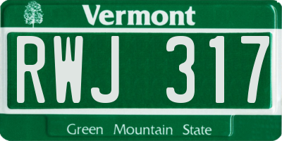 VT license plate RWJ317