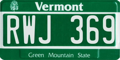 VT license plate RWJ369