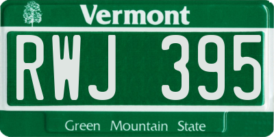 VT license plate RWJ395