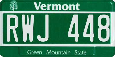 VT license plate RWJ448