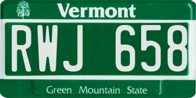 VT license plate RWJ658