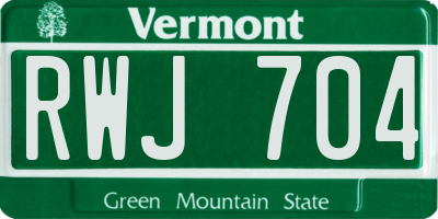 VT license plate RWJ704
