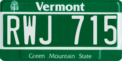 VT license plate RWJ715