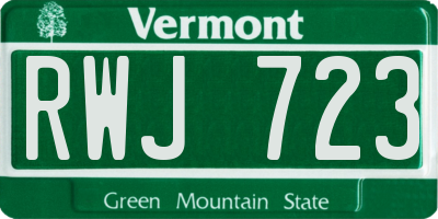 VT license plate RWJ723