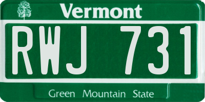 VT license plate RWJ731