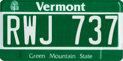VT license plate RWJ737