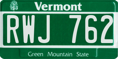 VT license plate RWJ762