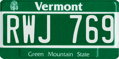 VT license plate RWJ769