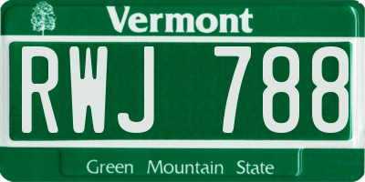 VT license plate RWJ788