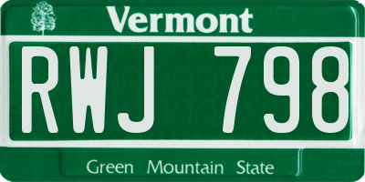 VT license plate RWJ798