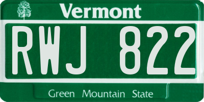 VT license plate RWJ822