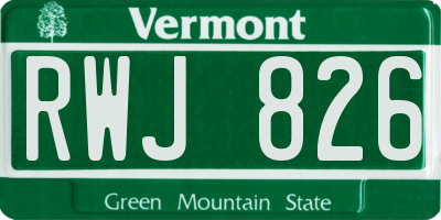 VT license plate RWJ826