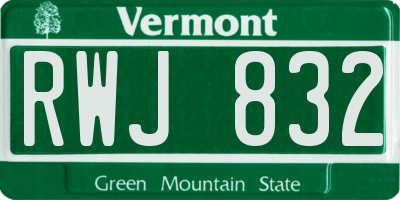 VT license plate RWJ832