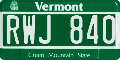 VT license plate RWJ840