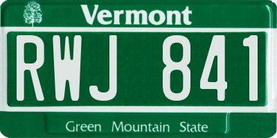 VT license plate RWJ841