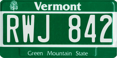VT license plate RWJ842
