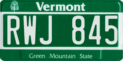 VT license plate RWJ845