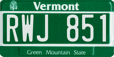 VT license plate RWJ851