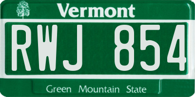 VT license plate RWJ854