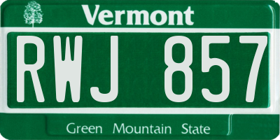 VT license plate RWJ857