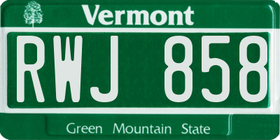 VT license plate RWJ858