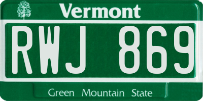 VT license plate RWJ869