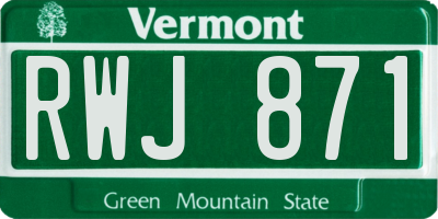 VT license plate RWJ871