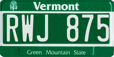 VT license plate RWJ875