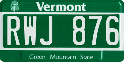 VT license plate RWJ876