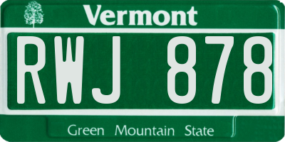VT license plate RWJ878