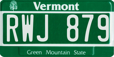 VT license plate RWJ879