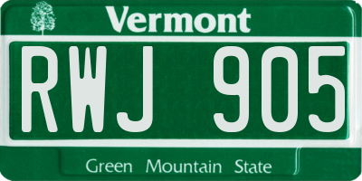 VT license plate RWJ905
