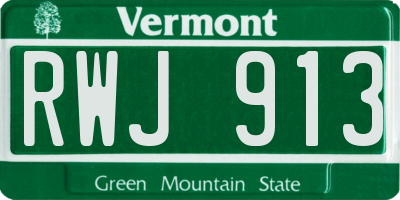 VT license plate RWJ913
