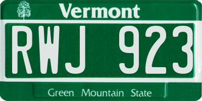 VT license plate RWJ923