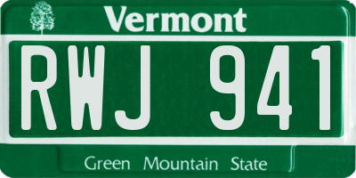 VT license plate RWJ941