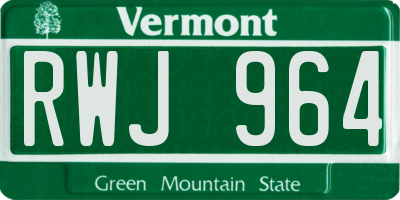 VT license plate RWJ964