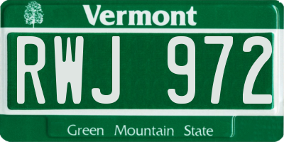 VT license plate RWJ972