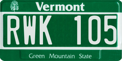 VT license plate RWK105