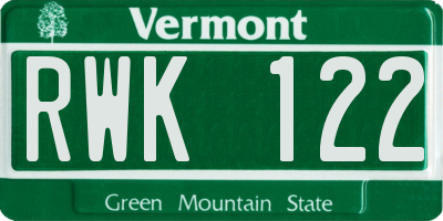 VT license plate RWK122
