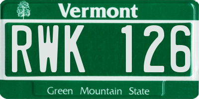 VT license plate RWK126