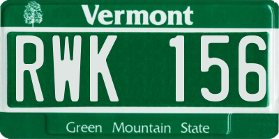 VT license plate RWK156