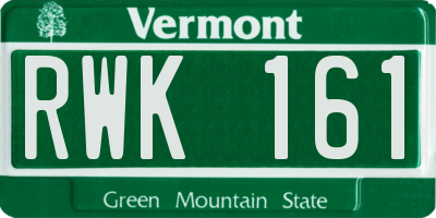 VT license plate RWK161