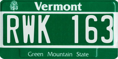 VT license plate RWK163
