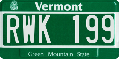 VT license plate RWK199