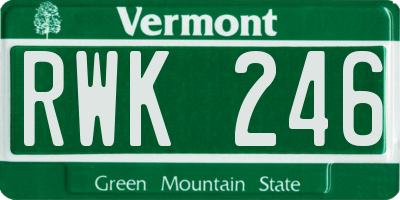 VT license plate RWK246