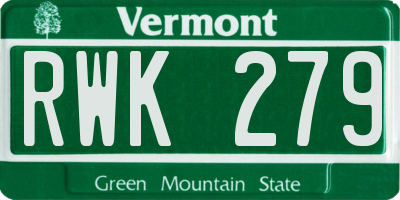 VT license plate RWK279