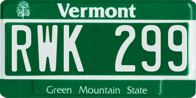 VT license plate RWK299