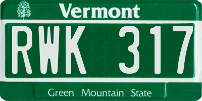 VT license plate RWK317