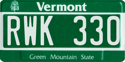 VT license plate RWK330