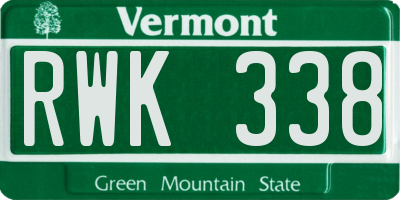 VT license plate RWK338